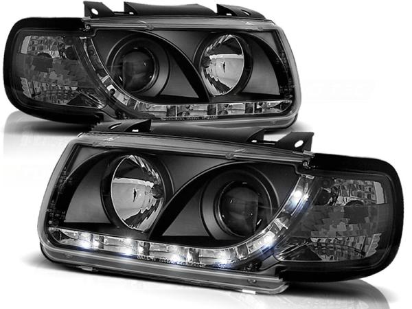 Scheinwerfer LED Tagfahrlicht Optik für VW Polo 6N Bj. 94-99 Schwarz